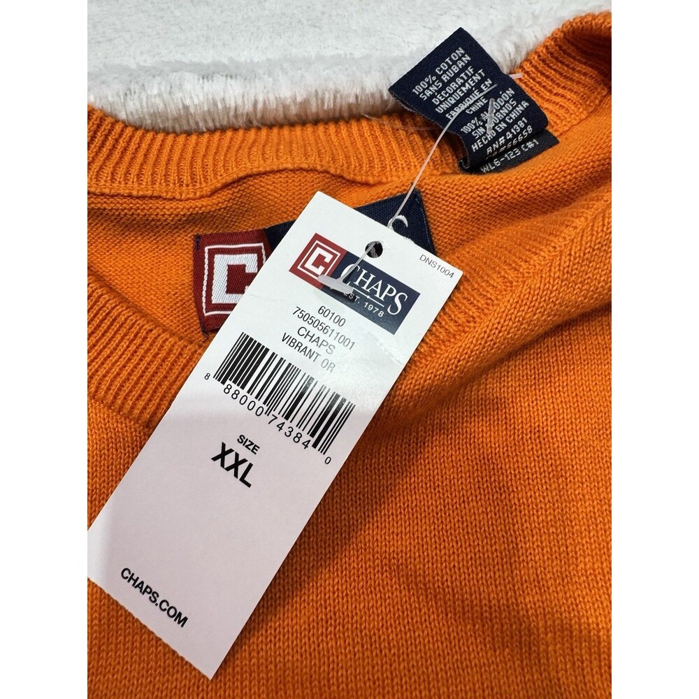 Chaps Mens Sz 2xlSweater Vest Sleeveless Sweater Orange 100% Cotton Preppy NWT - Picture 4 of 11